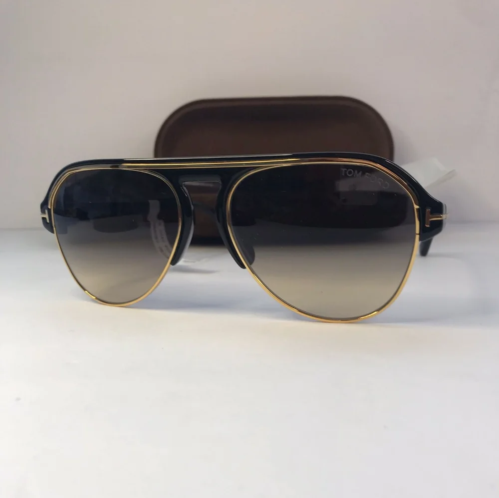 New - TOM FORD MARSHALL FT0929 01B Sunglasses Black Gold Frame Gray Gradient L…